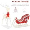 imageBest Choice Products Lighted Christmas 4ft Reindeer ampamp Sleigh Holiday Outdoor Yard Decoration Set w 205 LED Lights Stakes Zip Ties  WhiteWhite  Extra Large