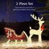 imageBest Choice Products Lighted Christmas 4ft Reindeer ampamp Sleigh Holiday Outdoor Yard Decoration Set w 205 LED Lights Stakes Zip Ties  WhiteWhite  Large