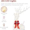 imageBest Choice Products Lighted Christmas 4ft Reindeer ampamp Sleigh Holiday Outdoor Yard Decoration Set w 205 LED Lights Stakes Zip Ties  WhiteWhite  Large
