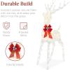 imageBest Choice Products Lighted Christmas 4ft Reindeer ampamp Sleigh Holiday Outdoor Yard Decoration Set w 205 LED Lights Stakes Zip Ties  WhiteWhite  Large