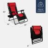 imageBest Choice Products Oversized Padded Zero Gravity Chair Folding Outdoor Patio Recliner XL Anti Gravity Lounger for Backyard wHeadrest Cup Holder Side Tray Polyester Mesh  Forest GreenRed  Black