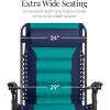 imageBest Choice Products Oversized Padded Zero Gravity Chair Folding Outdoor Patio Recliner XL Anti Gravity Lounger for Backyard wHeadrest Cup Holder Side Tray Polyester Mesh  Forest GreenNavyTeal