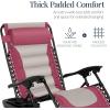 imageBest Choice Products Oversized Padded Zero Gravity Chair Folding Outdoor Patio Recliner XL Anti Gravity Lounger for Backyard wHeadrest Cup Holder Side Tray Polyester Mesh  Forest GreenPinkTaupe
