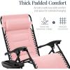 imageBest Choice Products Oversized Padded Zero Gravity Chair Folding Outdoor Patio Recliner XL Anti Gravity Lounger for Backyard wHeadrest Cup Holder Side Tray Polyester Mesh  Forest GreenBubblegum Pink