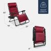imageBest Choice Products Oversized Padded Zero Gravity Chair Folding Outdoor Patio Recliner XL Anti Gravity Lounger for Backyard wHeadrest Cup Holder Side Tray Polyester Mesh  Forest GreenBurgundy