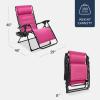 imageBest Choice Products Oversized Padded Zero Gravity Chair Folding Outdoor Patio Recliner XL Anti Gravity Lounger for Backyard wHeadrest Cup Holder Side Tray Polyester Mesh  Forest GreenHot Pink
