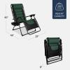imageBest Choice Products Oversized Padded Zero Gravity Chair Folding Outdoor Patio Recliner XL Anti Gravity Lounger for Backyard wHeadrest Cup Holder Side Tray Polyester Mesh  Forest GreenBlackForest Green