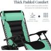 imageBest Choice Products Oversized Padded Zero Gravity Chair Folding Outdoor Patio Recliner XL Anti Gravity Lounger for Backyard wHeadrest Cup Holder Side Tray Polyester Mesh  Forest GreenSeafoam GreenBlack
