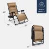 imageBest Choice Products Oversized Padded Zero Gravity Chair Folding Outdoor Patio Recliner XL Anti Gravity Lounger for Backyard wHeadrest Cup Holder Side Tray Polyester Mesh  Forest GreenBeige
