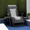 imageBest Choice Products Oversized Padded Zero Gravity Chair Folding Outdoor Patio Recliner XL Anti Gravity Lounger for Backyard wHeadrest Cup Holder Side Tray Polyester Mesh  Forest GreenGrayLight Gray