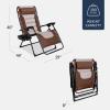 imageBest Choice Products Oversized Padded Zero Gravity Chair Folding Outdoor Patio Recliner XL Anti Gravity Lounger for Backyard wHeadrest Cup Holder Side Tray Polyester Mesh  Forest GreenBrownOyster