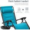 imageBest Choice Products Oversized Padded Zero Gravity Chair Folding Outdoor Patio Recliner XL Anti Gravity Lounger for Backyard wHeadrest Cup Holder Side Tray Polyester Mesh  Forest GreenAqua Blue