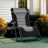 imageBest Choice Products Oversized Padded Zero Gravity Chair Folding Outdoor Patio Recliner XL Anti Gravity Lounger for Backyard wHeadrest Cup Holder Side Tray Polyester Mesh  Forest GreenBlackGray