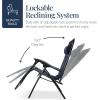 imageBest Choice Products Oversized Padded Zero Gravity Chair Folding Outdoor Patio Recliner XL Anti Gravity Lounger for Backyard wHeadrest Cup Holder Side Tray Polyester Mesh  Forest GreenNavy Blue