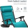 imageBest Choice Products Oversized Padded Zero Gravity Chair Folding Outdoor Patio Recliner XL Anti Gravity Lounger for Backyard wHeadrest Cup Holder Side Tray Polyester Mesh  Forest GreenPeacock Blue