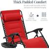 imageBest Choice Products Oversized Padded Zero Gravity Chair Folding Outdoor Patio Recliner XL Anti Gravity Lounger for Backyard wHeadrest Cup Holder Side Tray Polyester Mesh  Forest GreenCrimson Red