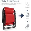 imageBest Choice Products Oversized Padded Zero Gravity Chair Folding Outdoor Patio Recliner XL Anti Gravity Lounger for Backyard wHeadrest Cup Holder Side Tray Polyester Mesh  Forest GreenCrimson Red