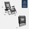 imageBest Choice Products Oversized Padded Zero Gravity Chair Folding Outdoor Patio Recliner XL Anti Gravity Lounger for Backyard wHeadrest Cup Holder Side Tray Polyester Mesh  Forest GreenGrayLight Gray
