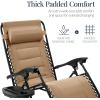 imageBest Choice Products Oversized Padded Zero Gravity Chair Folding Outdoor Patio Recliner XL Anti Gravity Lounger for Backyard wHeadrest Cup Holder Side Tray Polyester Mesh  Forest GreenBeige