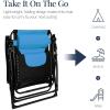 imageBest Choice Products Oversized Padded Zero Gravity Chair Folding Outdoor Patio Recliner XL Anti Gravity Lounger for Backyard wHeadrest Cup Holder Side Tray Polyester Mesh  Forest GreenBlackSky Blue