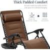 imageBest Choice Products Oversized Padded Zero Gravity Chair Folding Outdoor Patio Recliner XL Anti Gravity Lounger for Backyard wHeadrest Cup Holder Side Tray Polyester Mesh  Forest GreenDark Brown