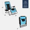 imageBest Choice Products Oversized Padded Zero Gravity Chair Folding Outdoor Patio Recliner XL Anti Gravity Lounger for Backyard wHeadrest Cup Holder Side Tray Polyester Mesh  Forest GreenLight BlueBlack