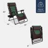 imageBest Choice Products Oversized Padded Zero Gravity Chair Folding Outdoor Patio Recliner XL Anti Gravity Lounger for Backyard wHeadrest Cup Holder Side Tray Polyester Mesh  Forest GreenEspressoGreen