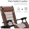 imageBest Choice Products Oversized Padded Zero Gravity Chair Folding Outdoor Patio Recliner XL Anti Gravity Lounger for Backyard wHeadrest Cup Holder Side Tray Polyester Mesh  Forest GreenBrownOyster