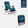imageBest Choice Products Oversized Padded Zero Gravity Chair Folding Outdoor Patio Recliner XL Anti Gravity Lounger for Backyard wHeadrest Cup Holder Side Tray Polyester Mesh  Forest GreenNavyTeal