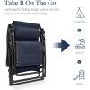 imageBest Choice Products Oversized Padded Zero Gravity Chair Folding Outdoor Patio Recliner XL Anti Gravity Lounger for Backyard wHeadrest Cup Holder Side Tray Polyester Mesh  Forest GreenNavy Blue