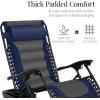 imageBest Choice Products Oversized Padded Zero Gravity Chair Folding Outdoor Patio Recliner XL Anti Gravity Lounger for Backyard wHeadrest Cup Holder Side Tray Polyester Mesh  Forest GreenNavyGray