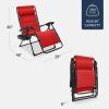 imageBest Choice Products Oversized Padded Zero Gravity Chair Folding Outdoor Patio Recliner XL Anti Gravity Lounger for Backyard wHeadrest Cup Holder Side Tray Polyester Mesh  Forest GreenCrimson Red
