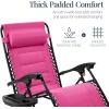 imageBest Choice Products Oversized Padded Zero Gravity Chair Folding Outdoor Patio Recliner XL Anti Gravity Lounger for Backyard wHeadrest Cup Holder Side Tray Polyester Mesh  Forest GreenHot Pink