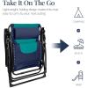 imageBest Choice Products Oversized Padded Zero Gravity Chair Folding Outdoor Patio Recliner XL Anti Gravity Lounger for Backyard wHeadrest Cup Holder Side Tray Polyester Mesh  Forest GreenNavyTeal