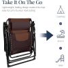 imageBest Choice Products Oversized Padded Zero Gravity Chair Folding Outdoor Patio Recliner XL Anti Gravity Lounger for Backyard wHeadrest Cup Holder Side Tray Polyester Mesh  Forest GreenEspressoCaramel