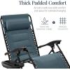 imageBest Choice Products Oversized Padded Zero Gravity Chair Folding Outdoor Patio Recliner XL Anti Gravity Lounger for Backyard wHeadrest Cup Holder Side Tray Polyester Mesh  Forest GreenSlate Blue