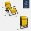 imageBest Choice Products Oversized Padded Zero Gravity Chair Folding Outdoor Patio Recliner XL Anti Gravity Lounger for Backyard wHeadrest Cup Holder Side Tray Polyester Mesh  Forest GreenYellow