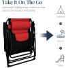 imageBest Choice Products Oversized Padded Zero Gravity Chair Folding Outdoor Patio Recliner XL Anti Gravity Lounger for Backyard wHeadrest Cup Holder Side Tray Polyester Mesh  Forest GreenRed  Black