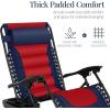 imageBest Choice Products Oversized Padded Zero Gravity Chair Folding Outdoor Patio Recliner XL Anti Gravity Lounger for Backyard wHeadrest Cup Holder Side Tray Polyester Mesh  Forest GreenNavyRed