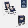 imageBest Choice Products Oversized Padded Zero Gravity Chair Folding Outdoor Patio Recliner XL Anti Gravity Lounger for Backyard wHeadrest Cup Holder Side Tray Polyester Mesh  Forest GreenNavyOyster