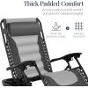 imageBest Choice Products Oversized Padded Zero Gravity Chair Folding Outdoor Patio Recliner XL Anti Gravity Lounger for Backyard wHeadrest Cup Holder Side Tray Polyester Mesh  Forest GreenGrayLight Gray