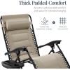 imageBest Choice Products Oversized Padded Zero Gravity Chair Folding Outdoor Patio Recliner XL Anti Gravity Lounger for Backyard wHeadrest Cup Holder Side Tray Polyester Mesh  Forest GreenDune