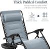 imageBest Choice Products Oversized Padded Zero Gravity Chair Folding Outdoor Patio Recliner XL Anti Gravity Lounger for Backyard wHeadrest Cup Holder Side Tray Polyester Mesh  Forest GreenBreeze Blue