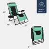 imageBest Choice Products Oversized Padded Zero Gravity Chair Folding Outdoor Patio Recliner XL Anti Gravity Lounger for Backyard wHeadrest Cup Holder Side Tray Polyester Mesh  Forest GreenSeafoam GreenBlack