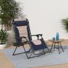 imageBest Choice Products Oversized Padded Zero Gravity Chair Folding Outdoor Patio Recliner XL Anti Gravity Lounger for Backyard wHeadrest Cup Holder Side Tray Polyester Mesh  Forest GreenNavyOyster