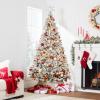 imageBest Choice Products PreLit Artificial Christmas Tree 75ft Snow Flocked Design Pine Tree Full Appearance Snowy wEasy Assembly Metal StandGreen