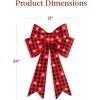 imageBest Choice Products Set of 3 Bows PreLit Christmas Bow Decoration IndoorOutdoor LED Holiday Dcor w 30 Lights Outdoor Battery Box Timer 8 Light Functions  RedBlack Buffalo PlaidPlaid 3 Piece Set