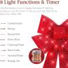 imageBest Choice Products Set of 3 Bows PreLit Christmas Bow Decoration IndoorOutdoor LED Holiday Dcor w 30 Lights Outdoor Battery Box Timer 8 Light Functions  RedBlack Buffalo PlaidRed 3 Piece Set