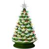 imageBest Choice Product 24in Extra Large Ceramic Christmas Tree PreLit HandPainted Tabletop XL Indoor Holiday Tree 74 Multicolor Bulbs LED Lights  GreenFrosted W Multicolored Lights