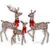 imageBest Choice Products 3Piece Large Lighted Christmas Deer Family Set 5Ft Outdoor Yard Decoration with 360 LED Lights Stakes Zip Ties  RattanRattan  Large